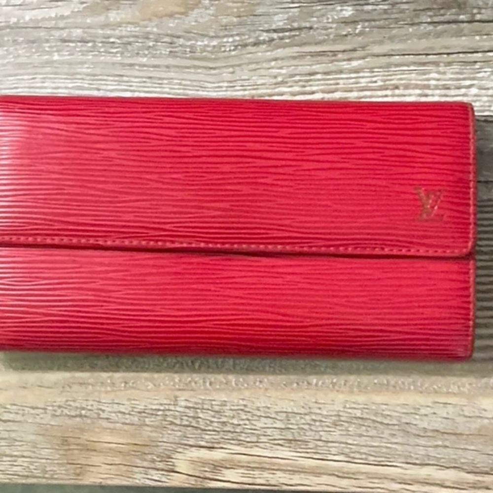 Authentic Louis Vuitton Red Epi Leather Wallet